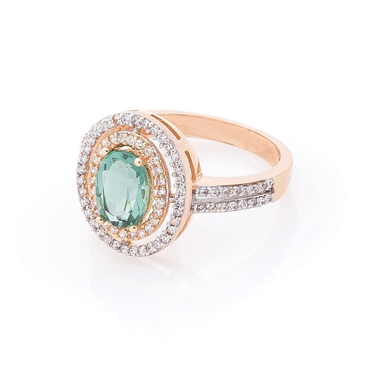 Золоті сережки з празіолітом і фіанітами с04188 від ювелірного магазину Онікс - 2