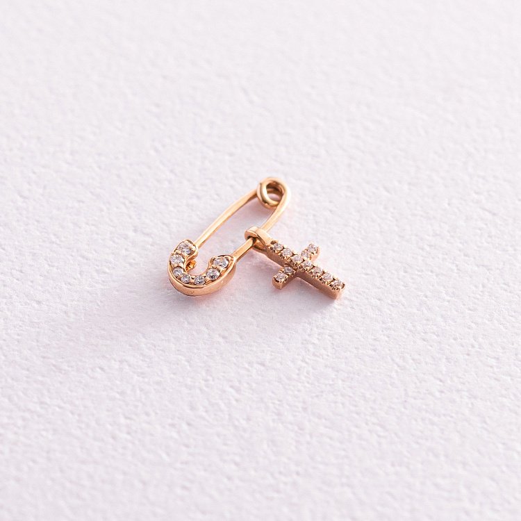 Золотая булавка с крестиком (бриллиант) закб0003ch от ювелирного магазина Оникс