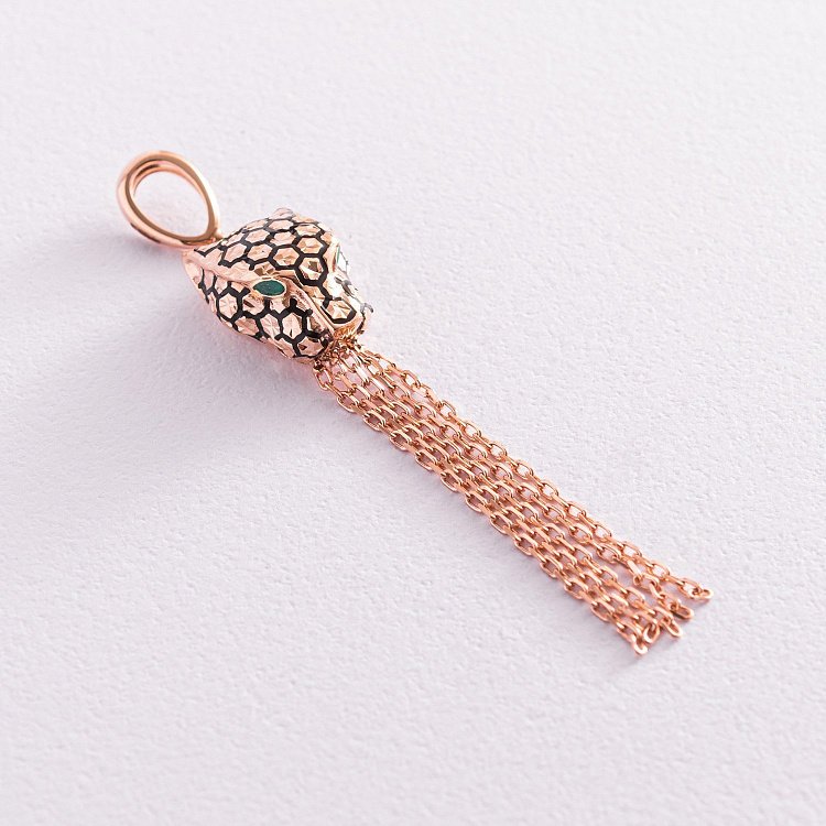 Золотой кулон "Пантера" (эмаль, фианиты) п03634 от ювелирного магазина Оникс