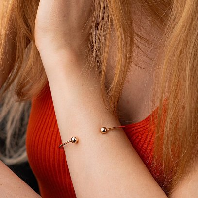 Жорсткий браслет "Кульки" (червоне золото) б05473 №8