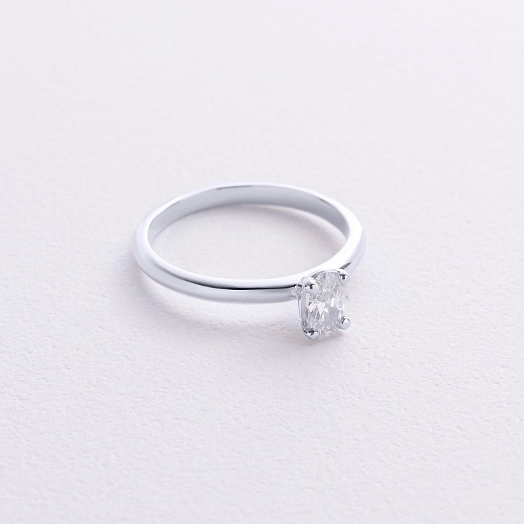 Помолвочное кольцо в белом золоте (фианит овал) к08199 от ювелирного магазина Оникс - 2