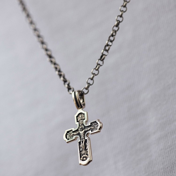 Крест "Распятие" в белом золоте п03890 от ювелирного магазина Оникс - 3