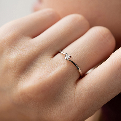 Помолвочное золотое кольцо "Сердечко" с бриллиантом кб0635ca №4