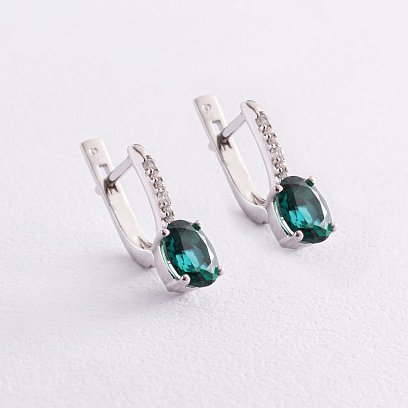 Серебряные серьги с кварцом и фианитами 2923/9р-QGR