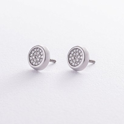 Срібні сережки - пусети з фіанітами 1001 №3