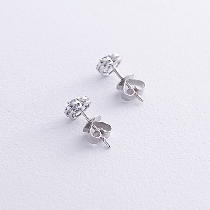 Золотые серьги - пусеты "Сердечки" (сапфиры, бриллианты) сб0508ca №5