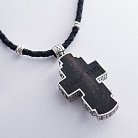 Чоловічий православний хрест з ебенового дерева і срібла (на шнурі) эбен от ювелирного магазина Оникс - 3