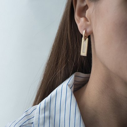 Золотые серьги с фианитами с06631 №2