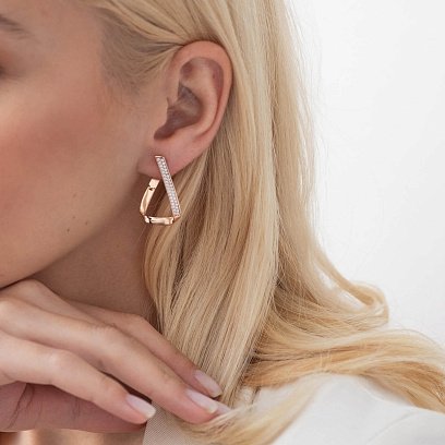 Золотые серьги с фианитами с06096 №2