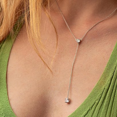 Серебряное колье с фианитами 181096 №2