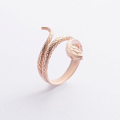 Кольцо "Змея" в красном золоте к08221 №2