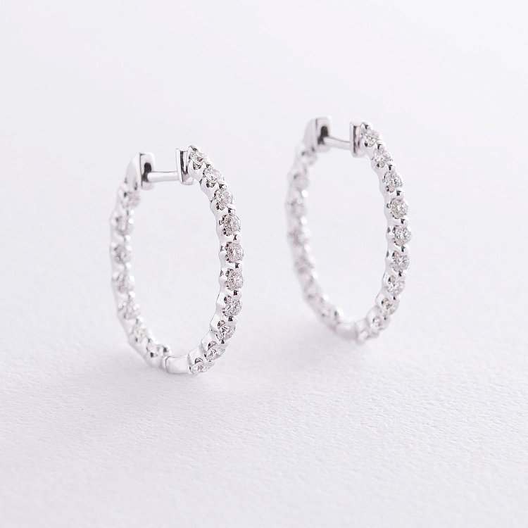 Золоті сережки-колечка (діамант) сб0261sl від ювелірного магазину Онікс