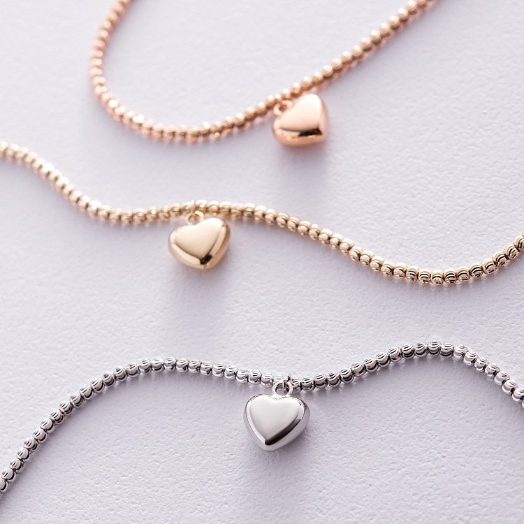 Золотий браслет "Сердечко" б03106 від ювелірного магазину Онікс - 4