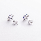 Сережки - пусети "Конюшина" в білому золоті (діаманти, сапфіри) сб0718mi от ювелирного магазина Оникс - 2