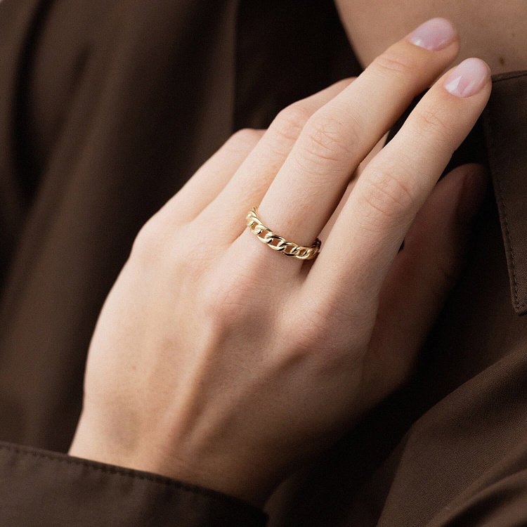 Каблучка "Ланцюжок" у жовтому золоті к07190 від ювелірного магазину Онікс - 16