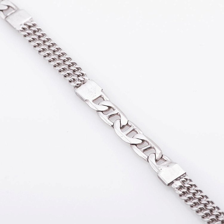 Мужской серебряный браслет плетение "Барли" и "Панцирное" 14666 от ювелирного магазина Оникс