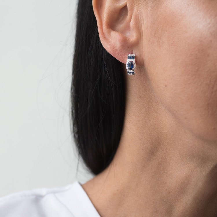 Золотые серьги (сапфир, бриллиант) сб0198he от ювелирного магазина Оникс - 3