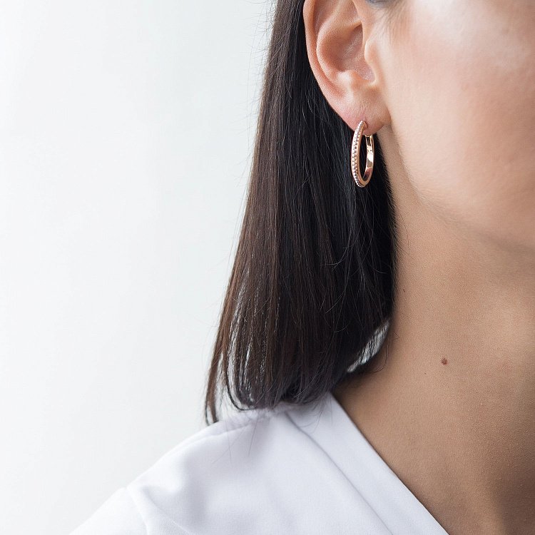 Золотые серьги - кольца с06507 от ювелирного магазина Оникс - 1