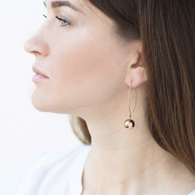 Золотые серьги "Шарики" с00764 от ювелирного магазина Оникс - 5