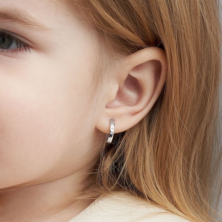 Золотые серьги - кольца с бриллиантами 310831121 от ювелирного магазина Оникс - 4