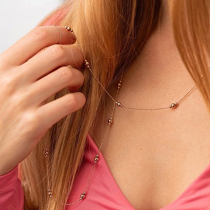 Колье "Шарики" в красном золоте кол02580 №4