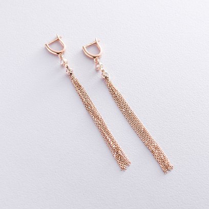 Серьги "Игривость" в красном золоте (фианиты) с06870