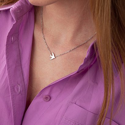 Серебряное колье "Ласточка" 1076-1 №10