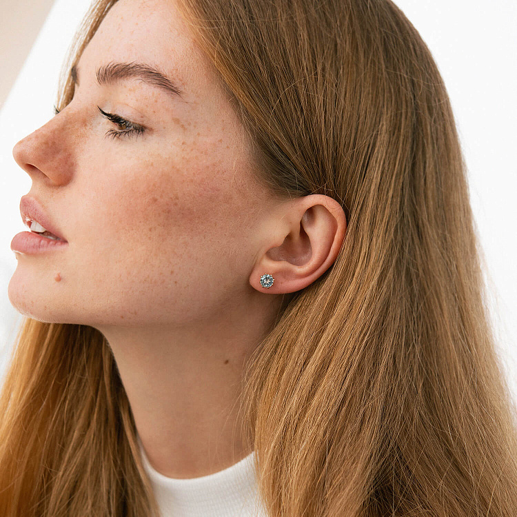 Золотые сережки - пусеты с топазом с06308 от ювелирного магазина Оникс - 3