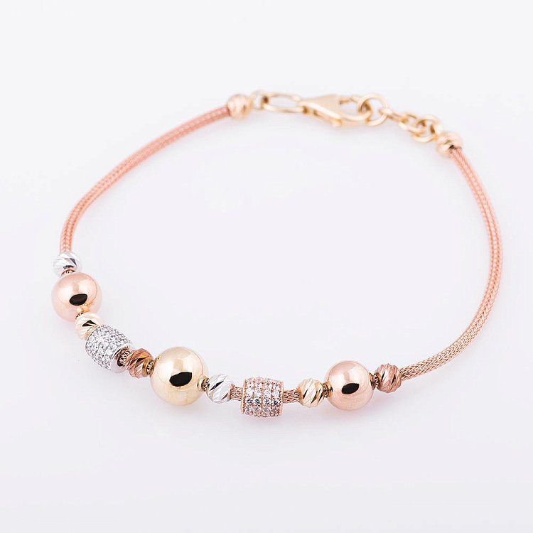 Золотой браслет с фианитами б02503 от ювелирного магазина Оникс