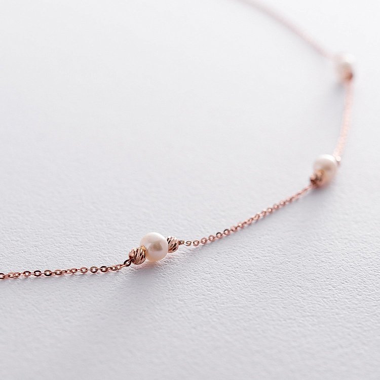 Золоте кольє з культ. прісн. перлами кол01309 від ювелірного магазину Онікс - 4