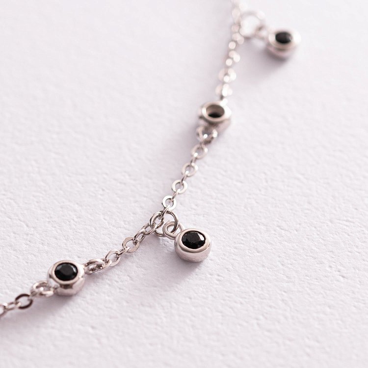 Серебряное колье с черными фианитами 181155 от ювелирного магазина Оникс - 3