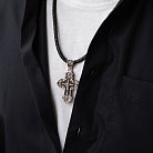 Мужской православный крест "Распятие. Спаси и Сохрани" из эбенового дерева и серебра 624 от ювелирного магазина Оникс - 1