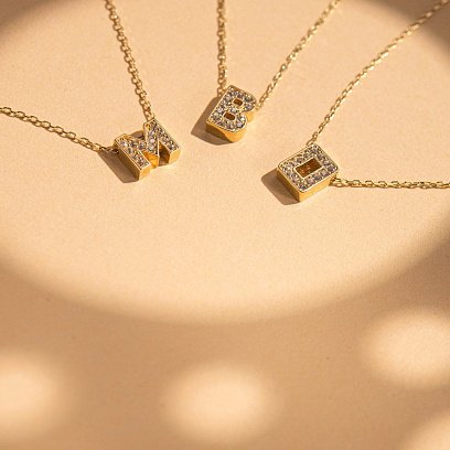 Кольє з буквою "М" в жовтому золоті (фіаніти) кол01165М №10