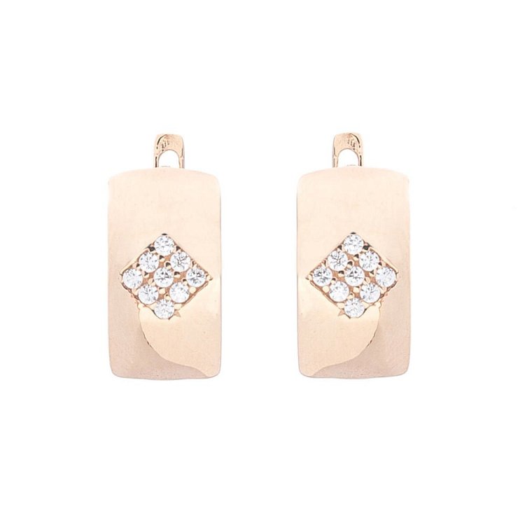 Золотые серьги с фианитами с05671 от ювелирного магазина Оникс - 1