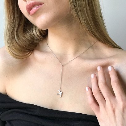 Серебряное колье "Ласточка" 18599 №7