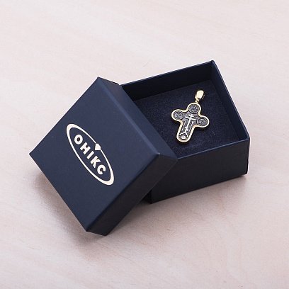 Серебряный православный крестик "Голгофский" (позолота, чернение) 132438 №6