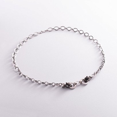 Колье "Пантера" в белом золоте (черные фианиты) кол02040