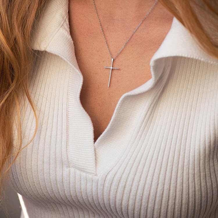 Колье "Крестик" в белом золоте кол01707 от ювелирного магазина Оникс - 3