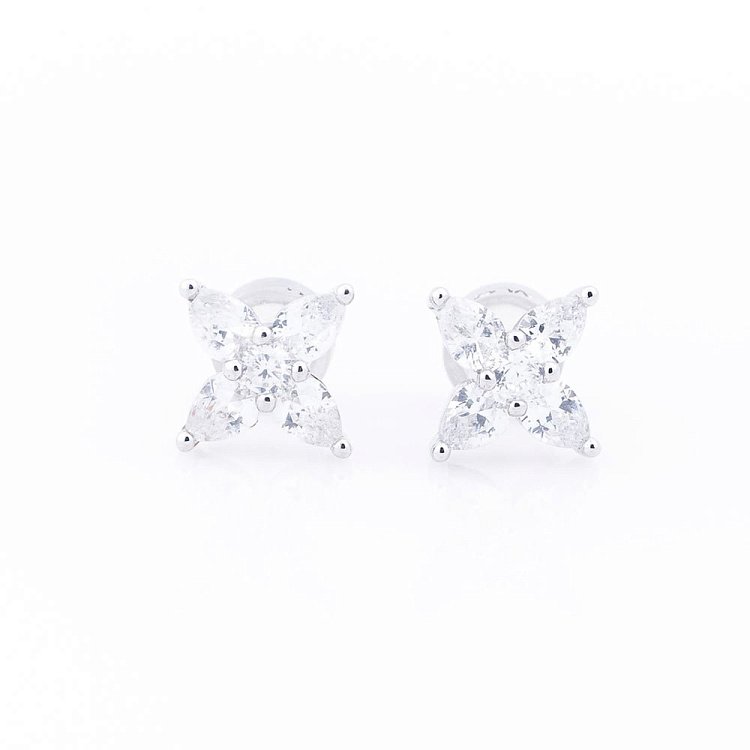 Срібні сережки-пусети з фіанітами 122063 від ювелірного магазину Онікс - 2