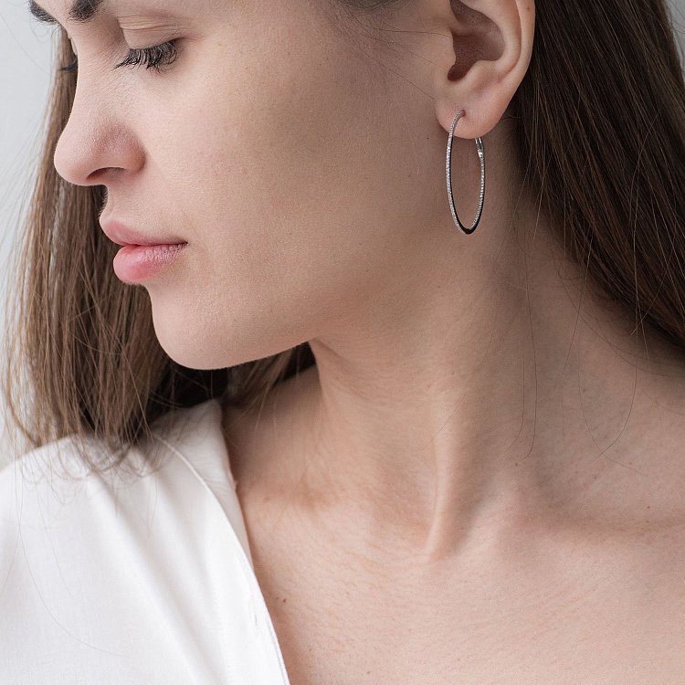 Золотые серьги - кольца с бриллиантами с490 от ювелирного магазина Оникс - 1