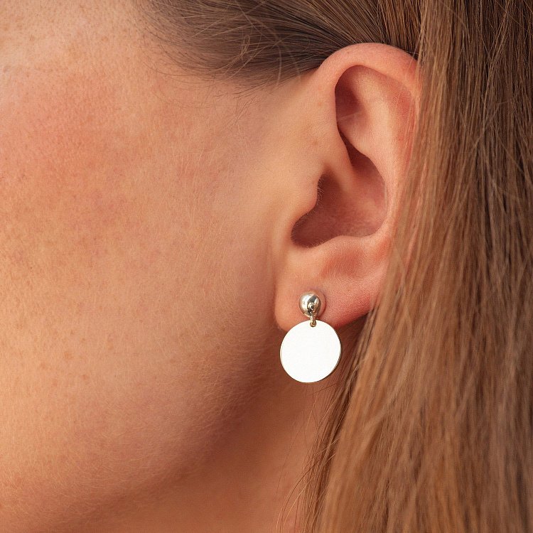 Серьги-пусеты "Монетки" в серебре 122626 от ювелирного магазина Оникс - 4