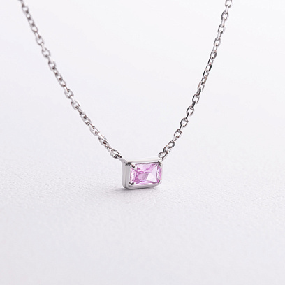 Серебряное колье "Karen" (розовый сапфир) 8200р-PSPH