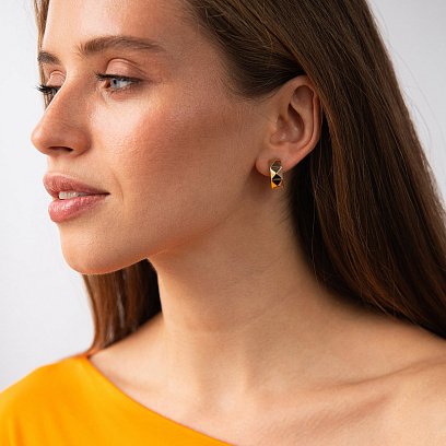 Сережки - кільця "Claire" у жовтому золоті с08949 №4