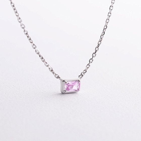 Серебряное колье "Karen" (розовый сапфир) 8200р-PSPH