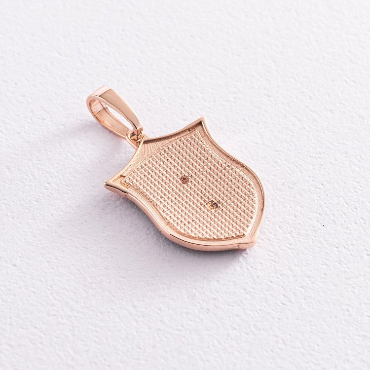 Золота підвіска "Щит з хрестом" (чорніння) п03661 від ювелірного магазину Онікс - 2