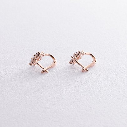 Золотые серьги "Цветочки" с фианитами с04292 №3