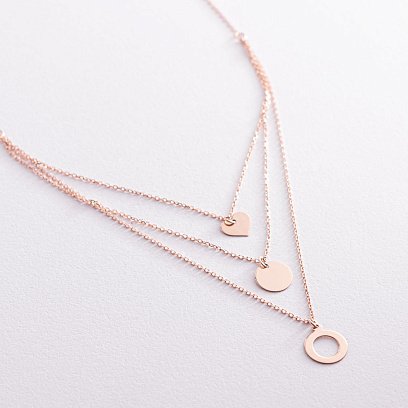 Колье "Сердце и круги" в красном золоте кол01651 №2