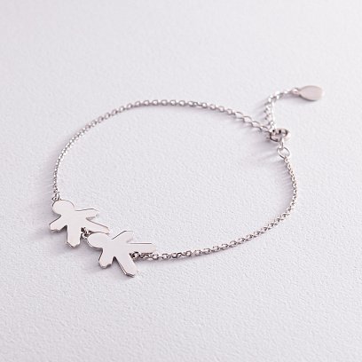 Браслет "Два хлопчики" в білому золоті (можливе гравіювання) з2089б