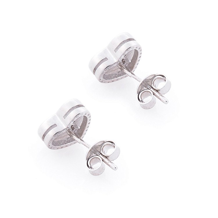 Срібні сережки-пусети "Сердечка" (фіаніт) 122462 від ювелірного магазину Онікс - 1