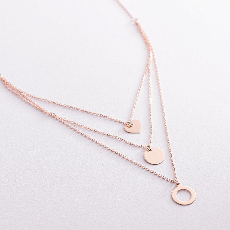 Колье "Сердце и круги" в красном золоте кол01651 от ювелирного магазина Оникс - 1